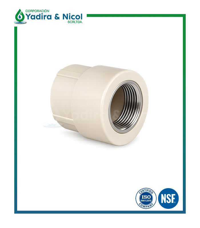 ADAPTADOR CON ROSCA HEMBRA PPR CON INSERTO DE METAL LESSO
