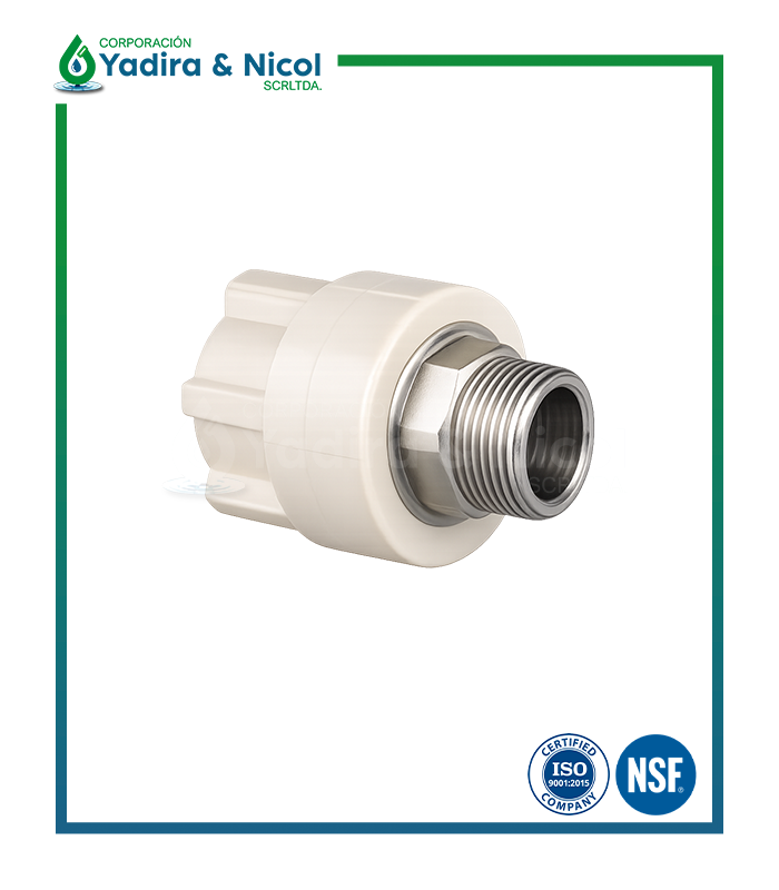 ADAPTADOR CON ROSCA MACHO PPR CON INSERTO DE METAL LESSO