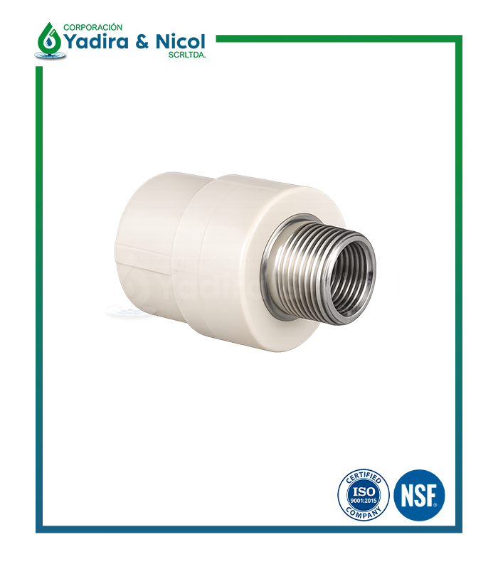 ADAPTADOR CON ROSCA MACHO PPR CON INSERTO DE METAL LESSO