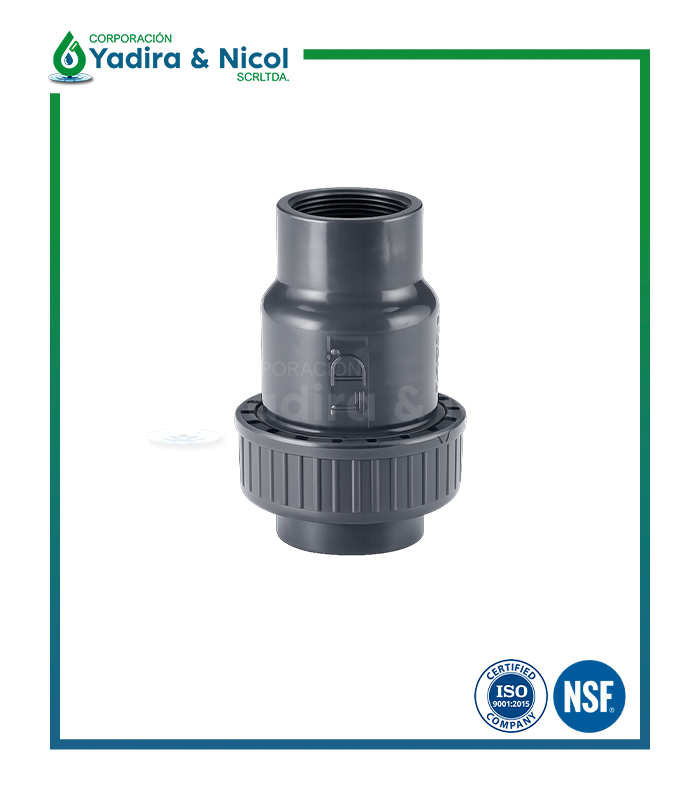 CHECK CON UNA UNIVERSAL DE BOLA CON ROSCA PVC LD