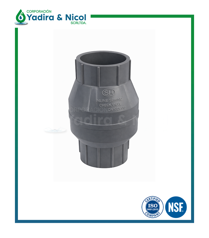 CHECK RESORTE GRIS A PRESIÓN PVC SH-DFP