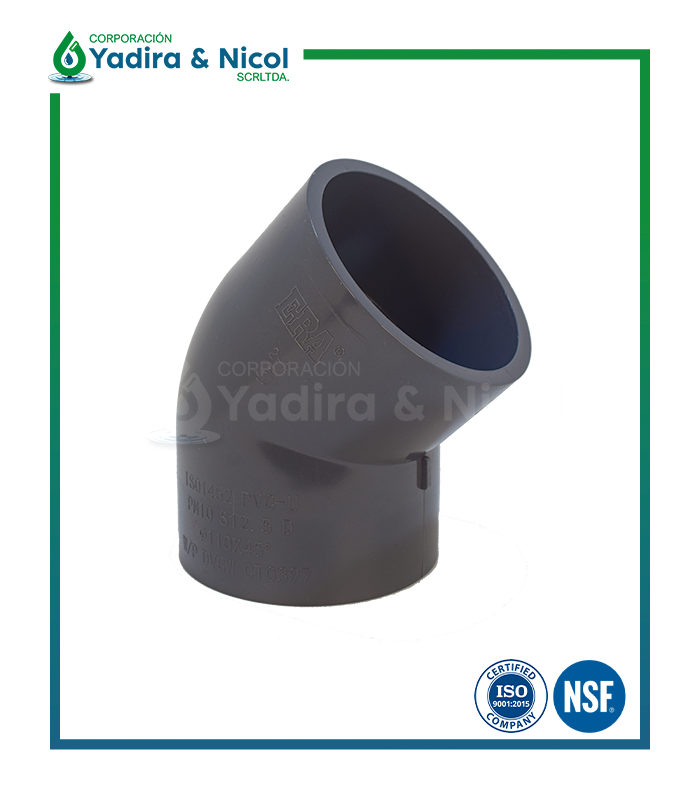CODO DE 45° A PRESIÓN DIN PVC ERA