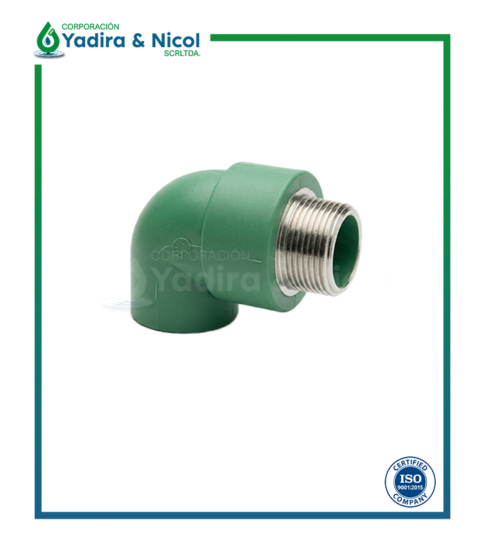 CODO DE 90° CON ROSCA MACHO CON INSERTO DE METAL PPR ROTOPLASCODO DE 90° CON ROSCA MACHO CON INSERTO DE METAL PPR ROTOPLAS