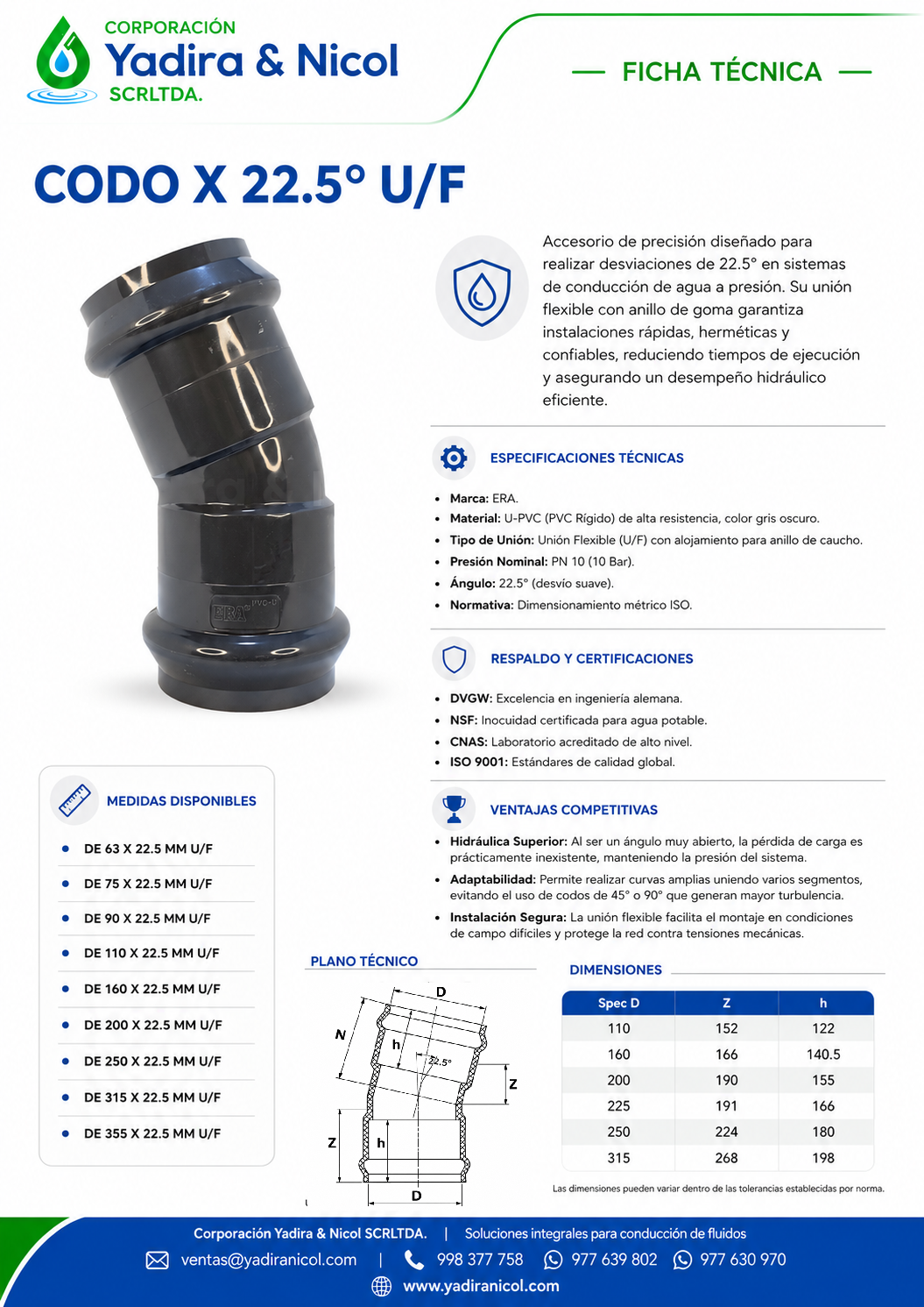 CODO DE 22.5° PVC UF ERA
