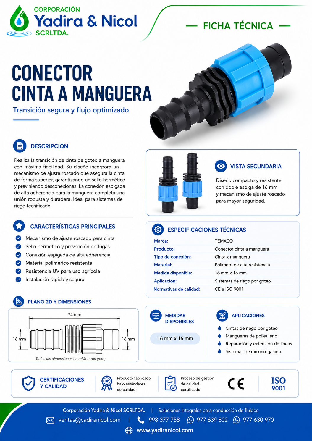 CONECTOR CINTA – MANGUERA HDPE TEMACO