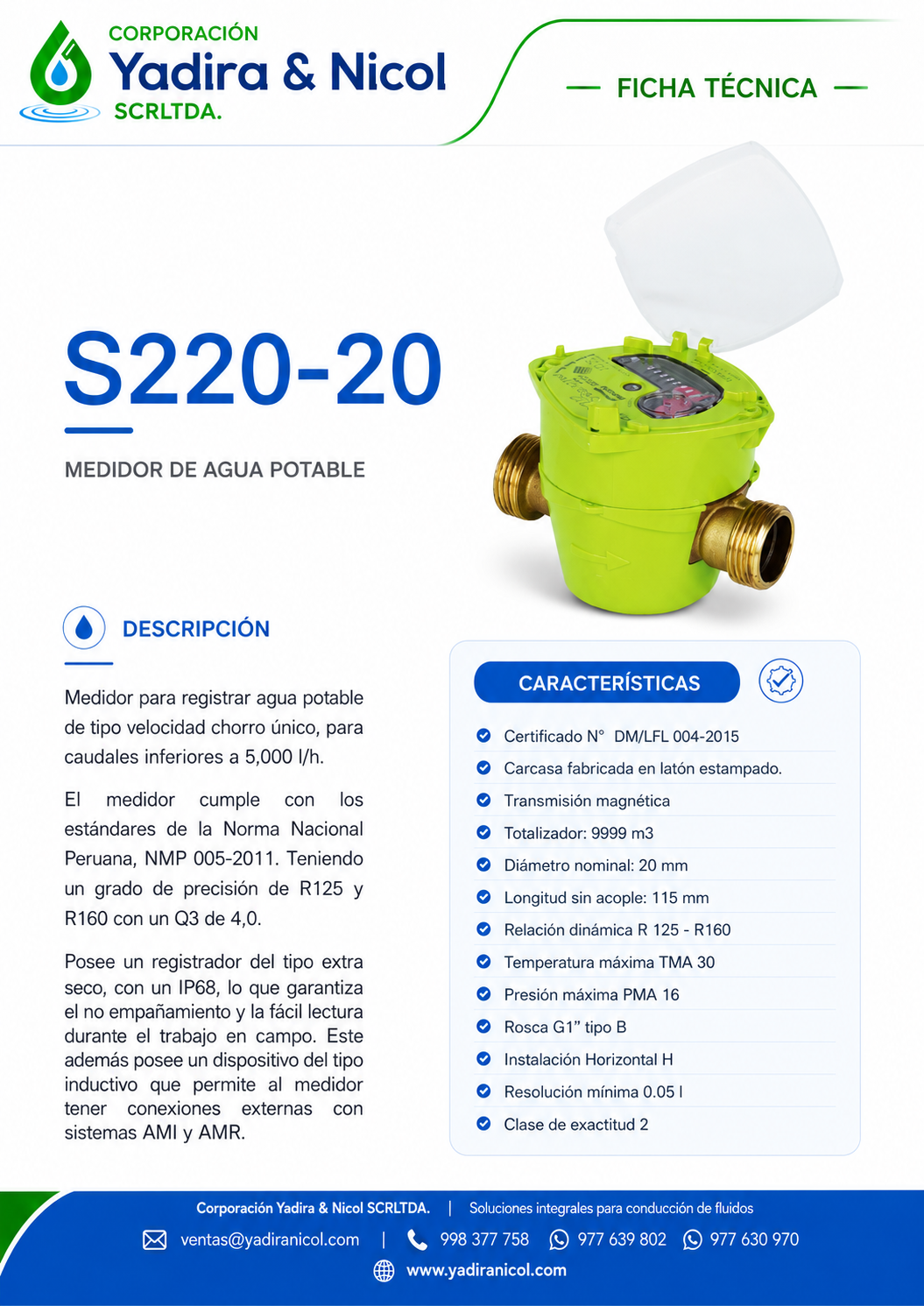 MEDIDOR 3/4″ CHORRO UNICO HONEYWELL