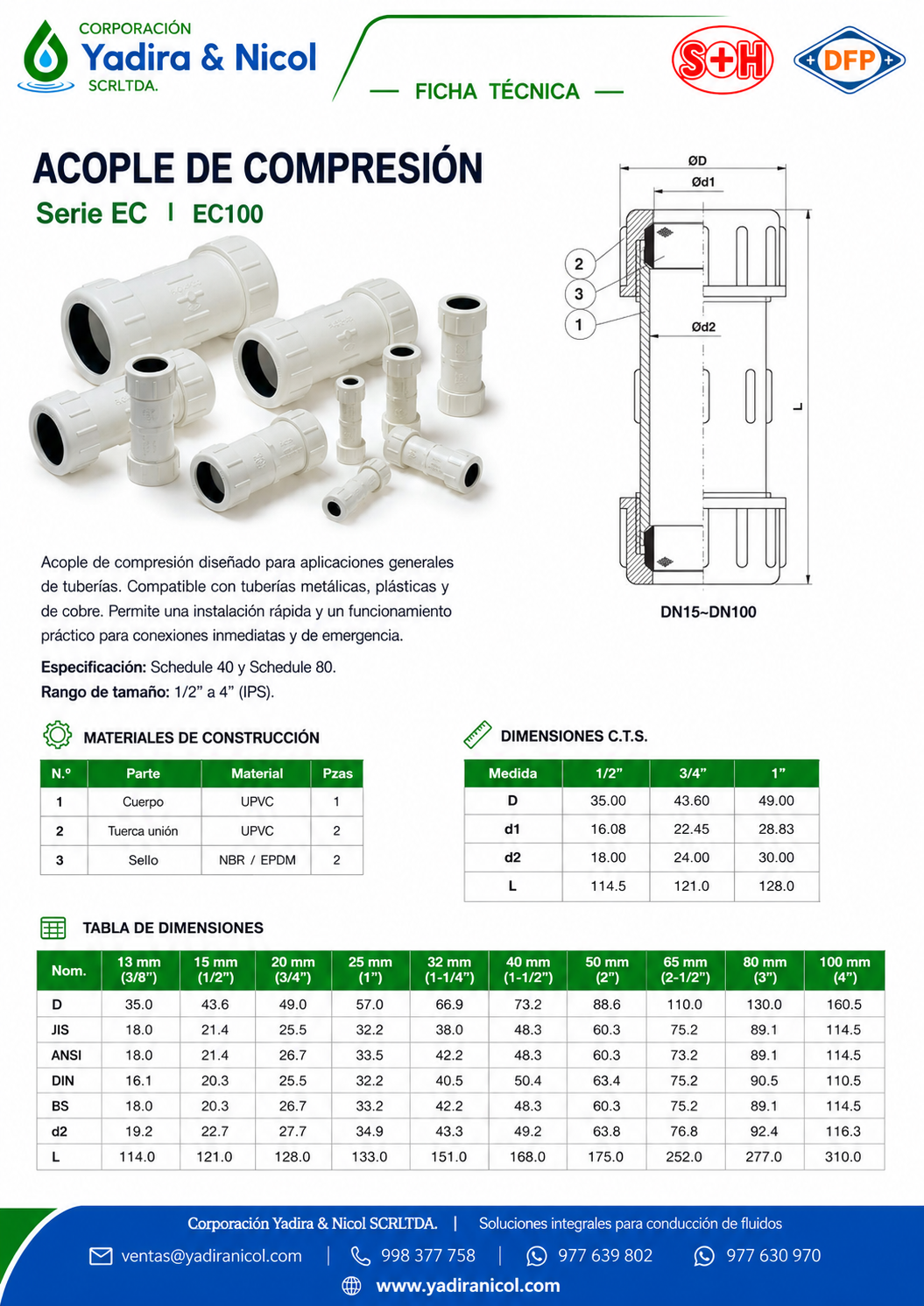 ACOPLE BLANCO PVC SH-DFP