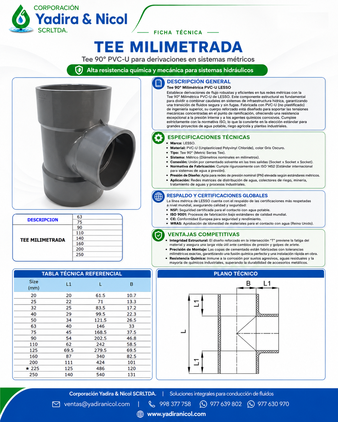 TEE MILIMETRADO DIN PVC LESSO