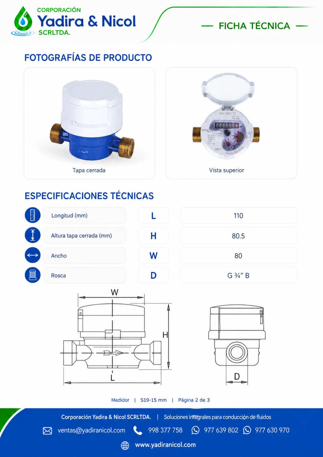 MEDIDOR 1/2″ CHORRO UNICO BOSS