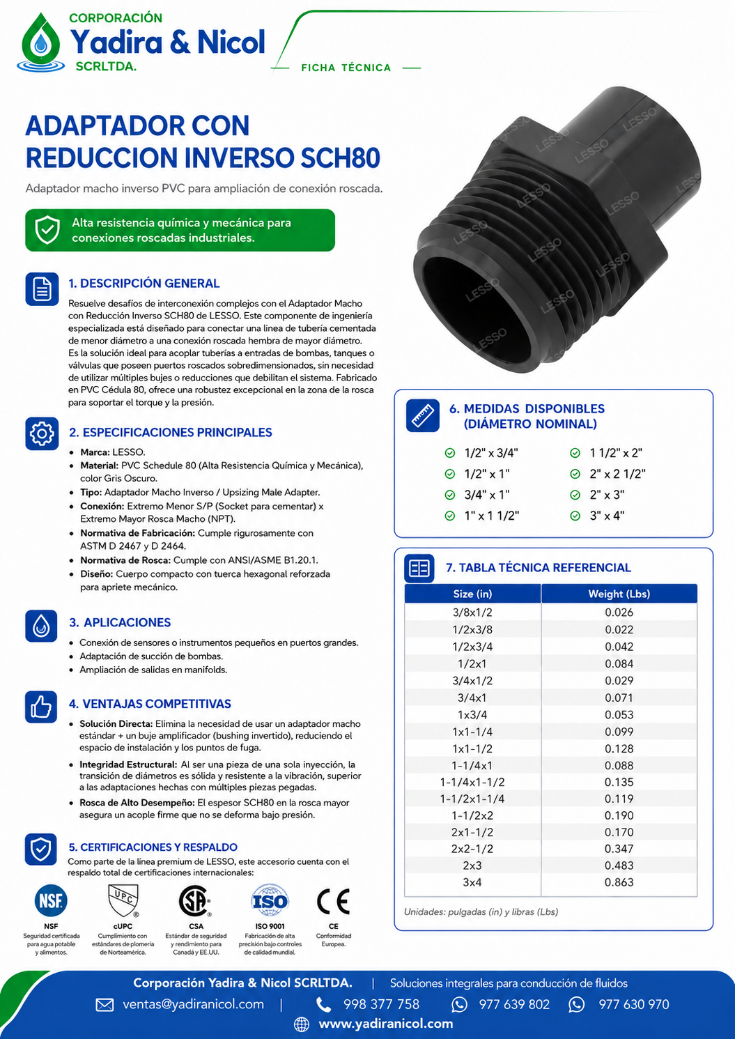 ADAPTADOR INVERSO SCH80
