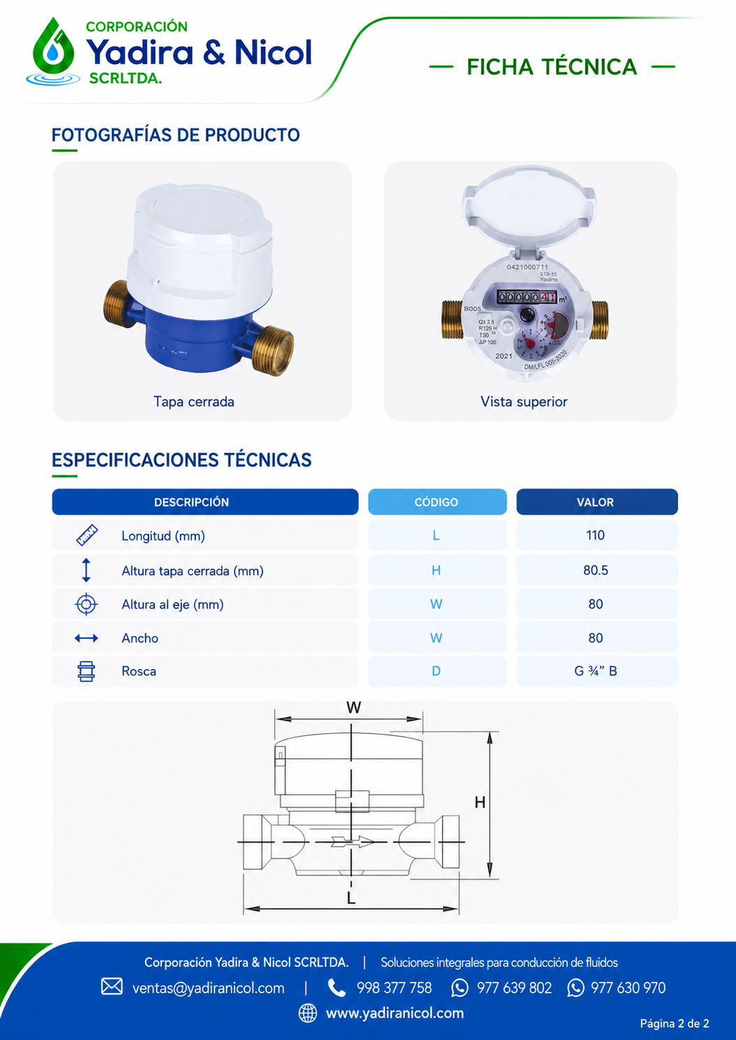 MEDIDOR 3/4″ CHORRO UNICO BOSS