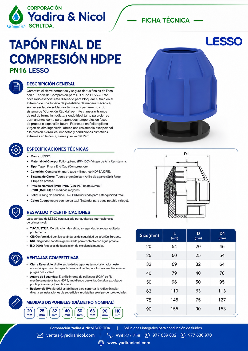 TAPON HDPE MANGUERA LESSO