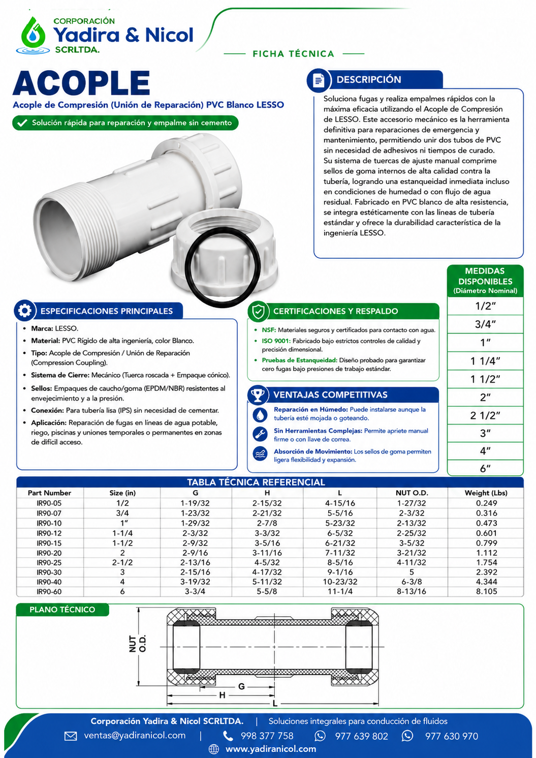 ACOPLE BLANCO PVC LESSO