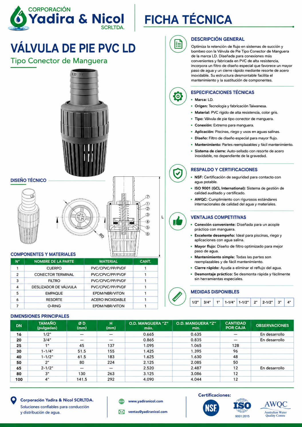 CHECK PIE MANGUERA PVC LD
