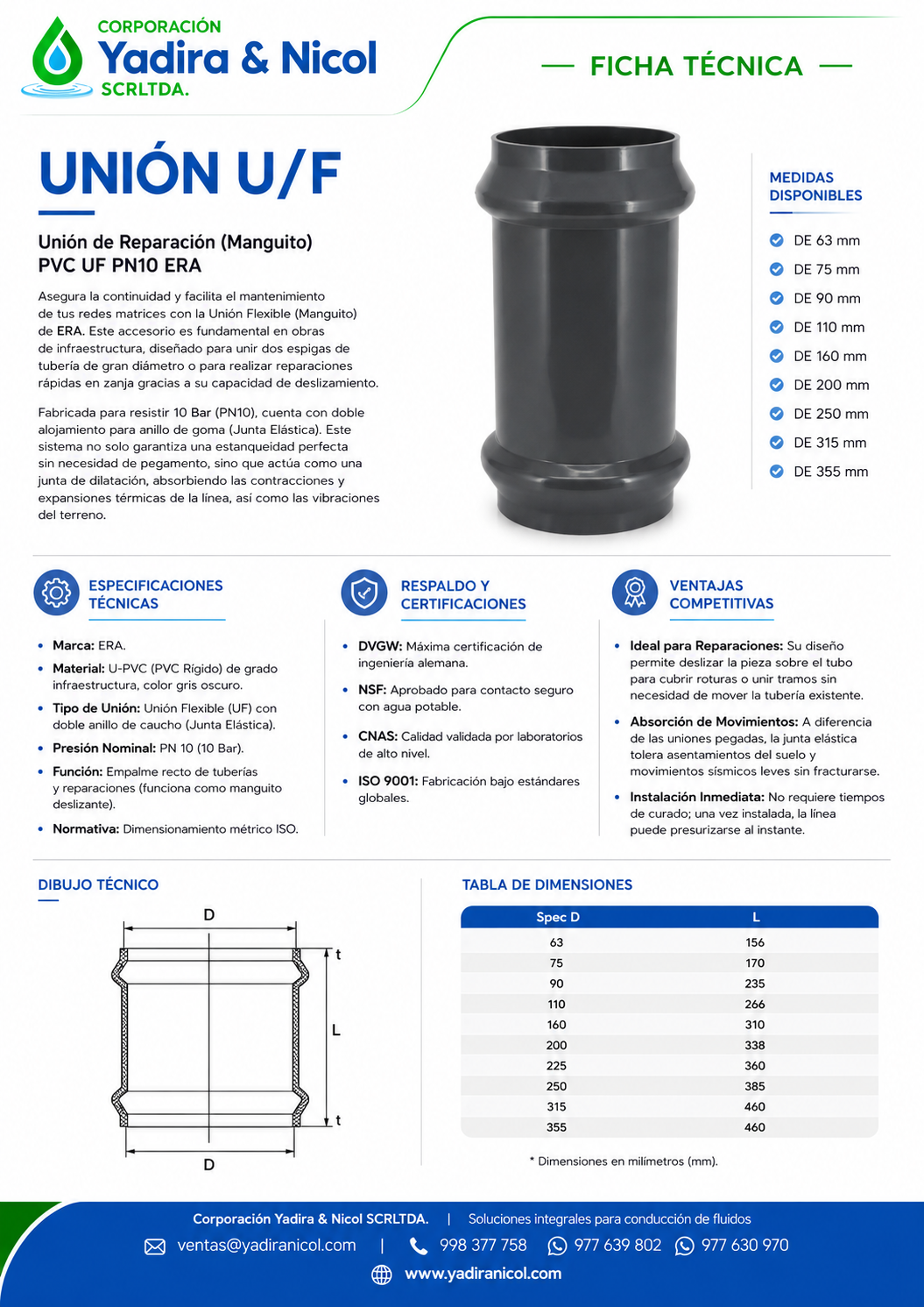 UNIÓN SIMPLE PVC UF ERA