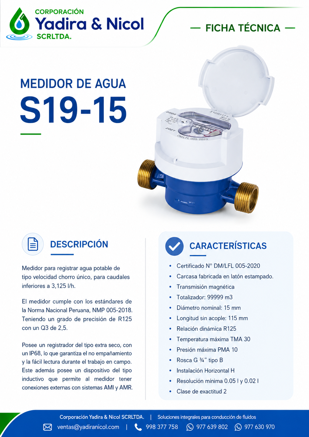MEDIDOR 3/4″ CHORRO UNICO BOSS