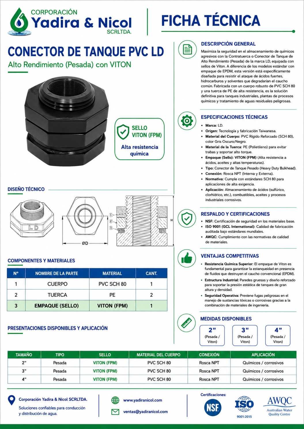 CONTRATUERCA PESADA PARA TANQUE CON VITON EPDM LD