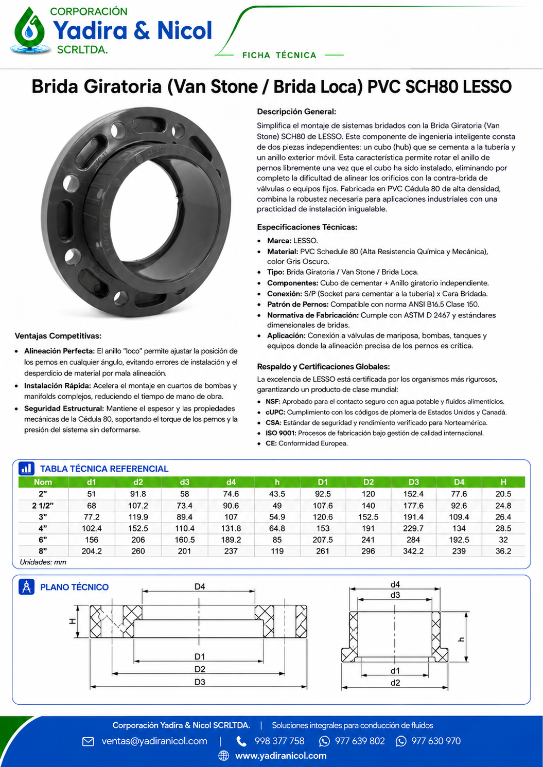 BRIDA LOCA A PRESIÓN PVC SCH-80 LESSO