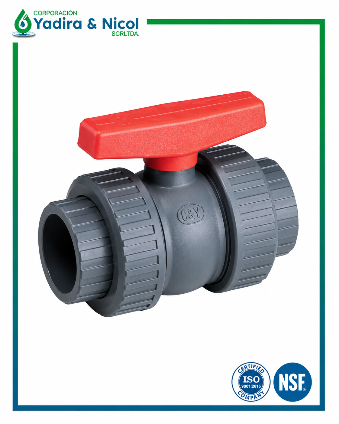 VÁLVULA CON DOBLE UNIVERSAL CON ROSCA CD PVC SCH-80 SH-DFP
