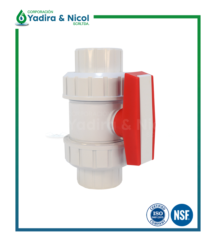 VÁLVULA CON DOBLE UNIÓN UNIVERSAL BLANCO A PRESIÓN PVC ERA
