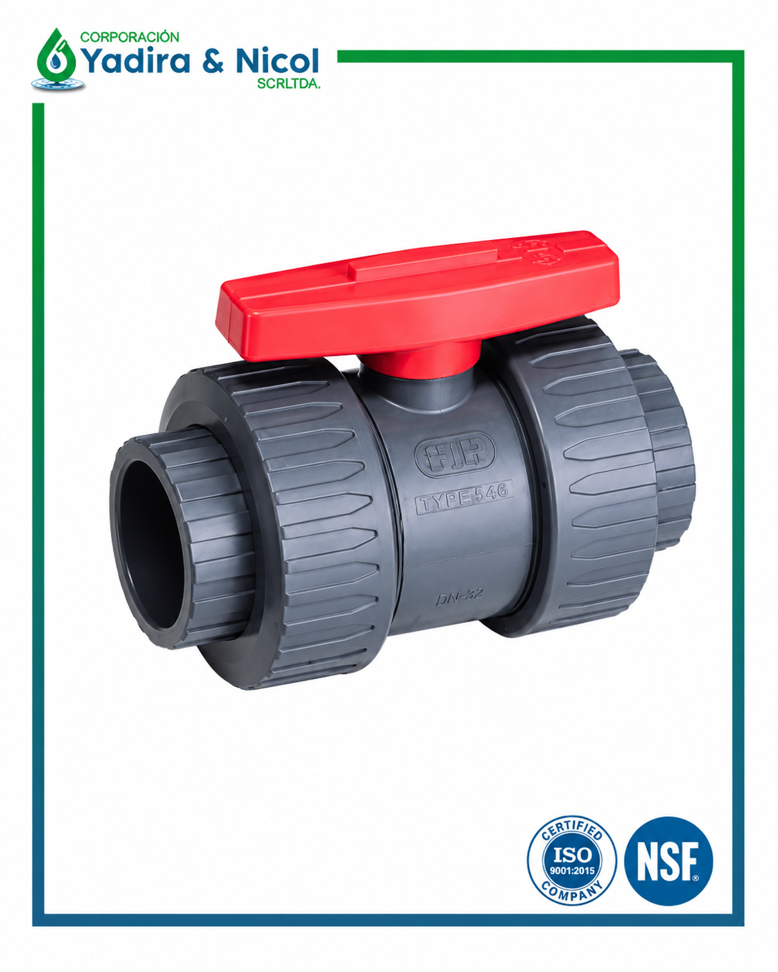VÁLVULA CON DOBLE UNIVERSAL CON ROSCA CB PVC SCH-80 SH-DFP